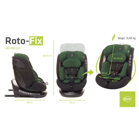 4Baby Roto-Fix i-Size - obrotowy fotelik samochodowy  40-150 cm | Dark Green - 19